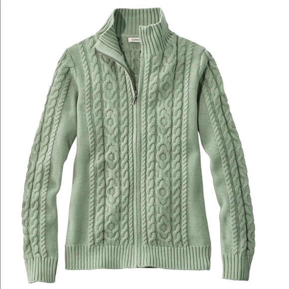 Cardigan Style Button Down Jacket Sage Green Fleece Jacket Green LL Bean Jacket Size Medium